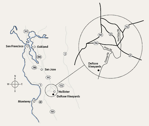 Map to DeRose Winery